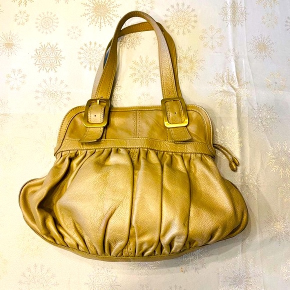 Cole Haan Platinum Metallic shoulder bag handbag purse *A*